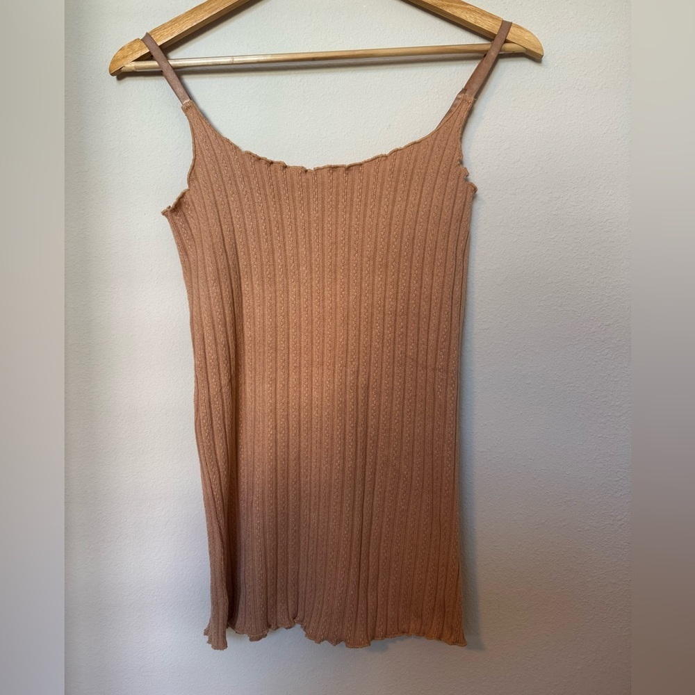 Chic Tan Ribbed Tank - Picture 1 of 4